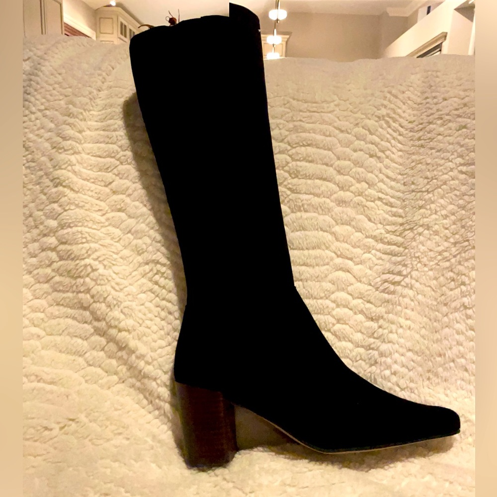Black suede color boots with 3” heel -